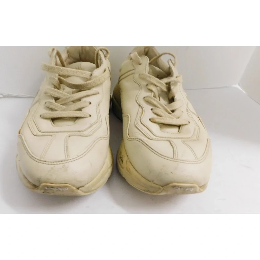 Gucci Rhyton Ivory Leather Logo Sneaker Men's Athletic Shoes 500877 sz 7.5